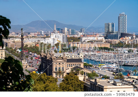 The View of Barcelona from mountain Montjuic 59963479