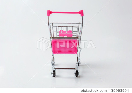 Small supermarket grocery toy push cart on white Small supermarket grocery toy push cart on white 59963994