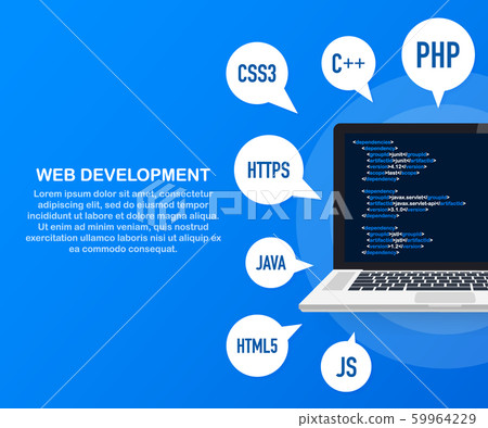 Programming, web development concept. Code on... - Stock Illustration ...