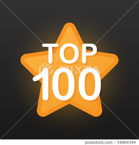 Top 100 - Top one hundred gold label on black background. Vector illustration. 59964394