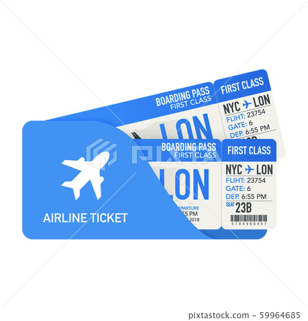 Airline tickets or boarding pass inside of special service envelope. Vector illustration. Airline tickets or boarding pass inside of special service envelope. Vector illustration. 59964685