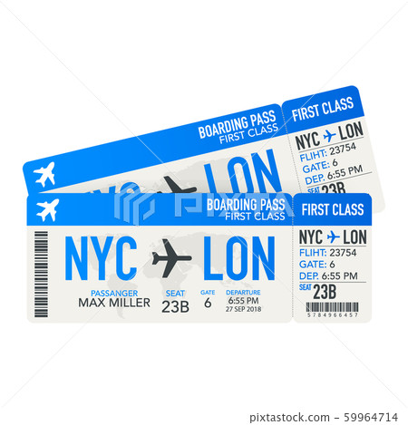 Airline tickets or boarding pass inside of special service envelope. Vector illustration. 59964714