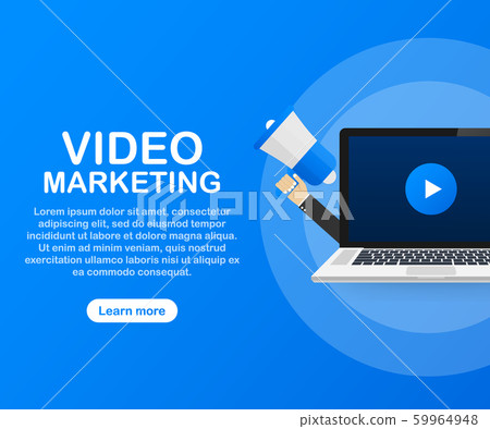 Video marketing icon concept. Making money from video with social network communication. Vector illustration. 59964948