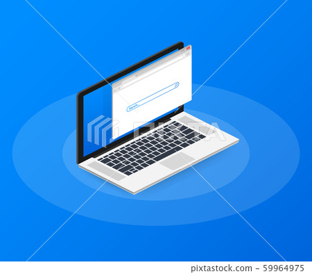 Simple browser window on laptop on blue... - Stock Illustration ...