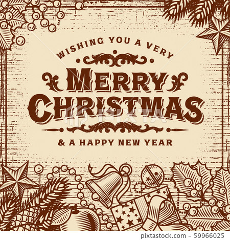Merry Christmas Vintage Card Brown Merry Christmas Vintage Card Brown 59966025