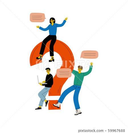 People with a Big Question Mark, Colleagues Communicating, Making a Choice or Seeking Solution to a Problem Vector Illustration People with a Big Question Mark, Colleagues Communicating, Making a Choice or Seeking Solution to a Problem Vector Illustration 59967688