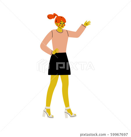Young Woman in Casual Clothing Talking to Somebody Vector Illustration Young Woman in Casual Clothing Talking to Somebody Vector Illustration 59967697