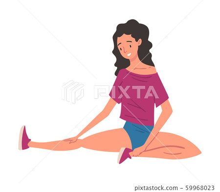 Girl Warming Up Before Training, Fitness Workout, Active Healthy Lifestyle Vector Illustration 59968023