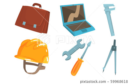 Tool kit engineer and repairman. Vector illustration. 59968618