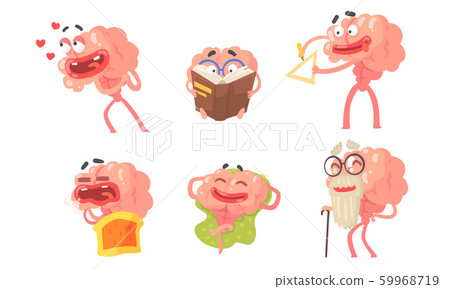 Humanized cartoon brain with a face. Vector illustration. Humanized cartoon brain with a face. Vector illustration. 59968719