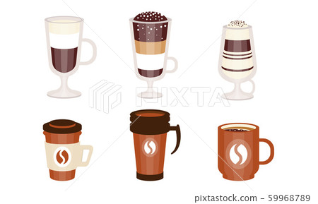 Set of coffee and coffee cocktails. Vector illustration. Set of coffee and coffee cocktails. Vector illustration. 59968789