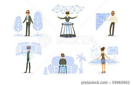 Men with virtual reality glasses. Vector illustration. 59968902