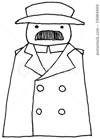 可用於偵探和間諜的男士插圖[手繪] [模擬插圖] [線條圖] 59969409