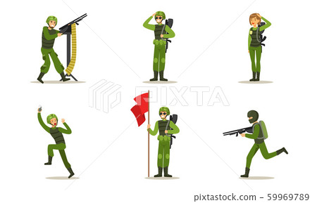 Set of men in green uniform. Vector illustration. Set of men in green uniform. Vector illustration. 59969789