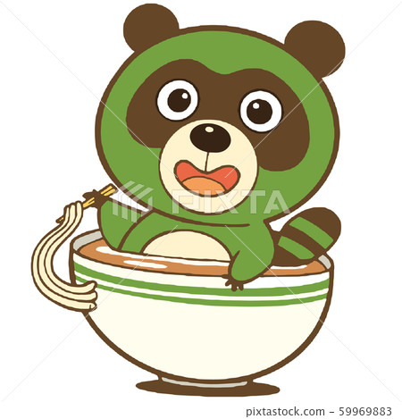 Green raccoon in udon bowl 59969883