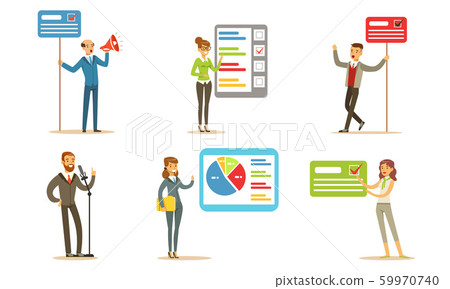 Political Election Campaign And Public Speaker Vector Illustration Set Isolated On White Background Political Election Campaign And Public Speaker Vector Illustration Set Isolated On White Background 59970740