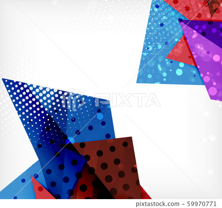 Modern origami card. Modern origami design element. Color geometric pattern. Abstract low-poly background. Presentation template. 59970771