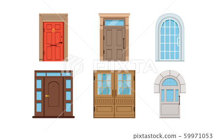 Colored Entrance Door Vector Set. Interior Design Concept Colored Entrance Door Vector Set. Interior Design Concept 59971053