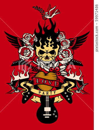 vector illustration with an electric guitar and 59971486