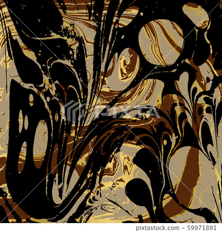 Black and gold ebru texture. Abstract vector background 59971891