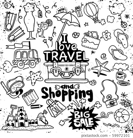 I love travel and shopping , Vector illustration 59972101