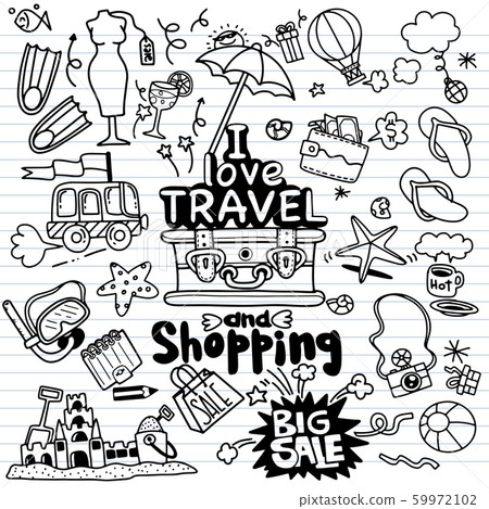 I love travel and shopping , Vector illustration 59972102