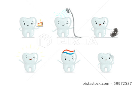 Cartoon Teeth Characters Collection. Teeth Medical Treatment Concept Cartoon Teeth Characters Collection. Teeth Medical Treatment Concept 59972587