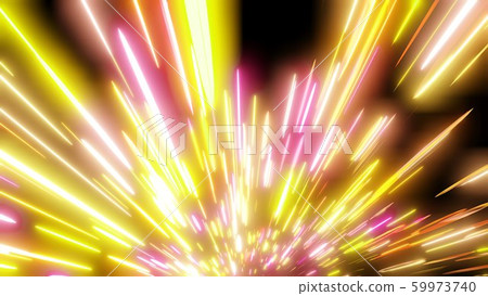 Warm Colored glowing lines perspective view - 3D Illustration 59973740
