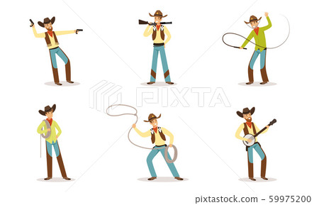 Funny Cartoon Character Of Western Cowboy With... - Stock Illustration  [59975200] - PIXTA