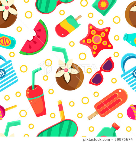 Summer seamless pattern. Vector illustration on a white background. 59975674