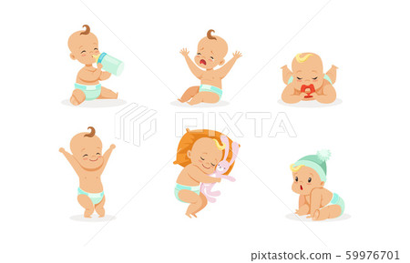 Babys daily routine. Vector illustration on a white background. Babys daily routine. Vector illustration on a white background. 59976701