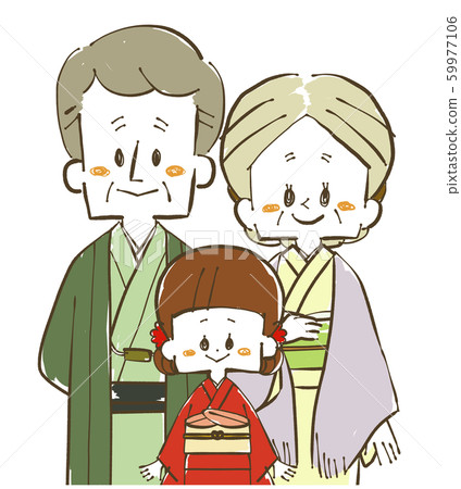 Kimono family-grandparents and grandchildren Kimono family-grandparents and grandchildren 59977106