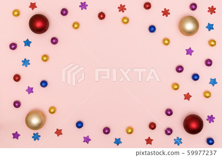 New Year and Christmas frame. Multicolored shiny New Year and Christmas frame. Multicolored shiny 59977237