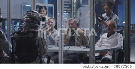 Astronauts talking with journalists before departure 59977506