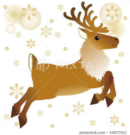 聖誕馴鹿鹿奔跑構成閃光閃光雪 59977931