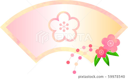 框架_扇形_梅花_新年材料_漸變_粉色 59978540