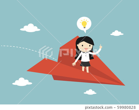 Business concept, Business woman is flying and get - Stock Illustration ...