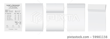 Mockup of a white paper receipt from a Mockup of a white paper receipt from a 59981138
