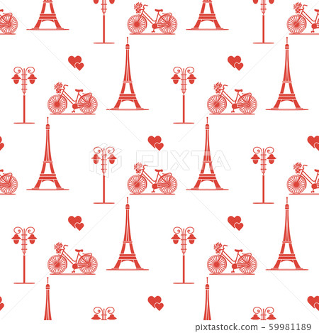 Paris Seamless pattern. Symbols and landmarks. Paris Seamless pattern. Symbols and landmarks. 59981189