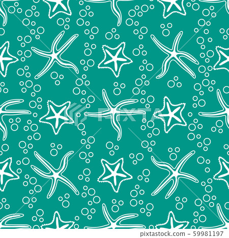 Vector seamless pattern with starfish - Stock Illustration [59981197 ...