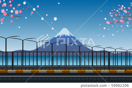 view of fuji mountain at the road 59982206