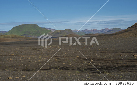 Icelandic lava desert landscapel with view on 59985639