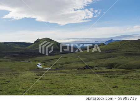 Icelandic landscape with Tindfjallajokull glacier, 59985719