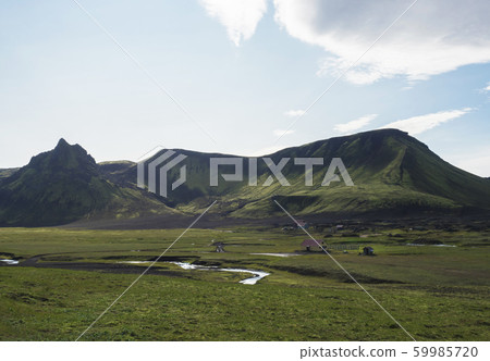 view on Hvanngil mountain hut and camp site with 59985720