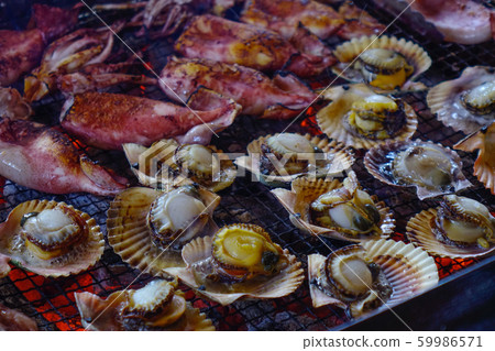 Grilled seafood at Japanese restaurant Grilled seafood at Japanese restaurant 59986571