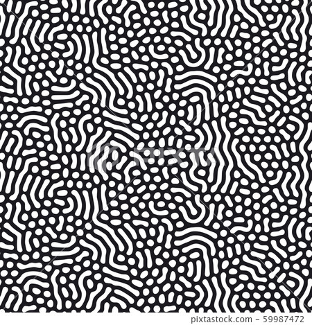 Organic background with rounded lines. Diffusion reaction seamless pattern. Linear design with biological shapes. Abstract vector illustration in black and white. 59987472