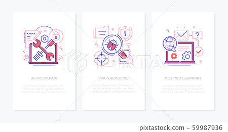 Computer Service Design Ideas Style Computer service - line design style banners set - Stock Illustration ...