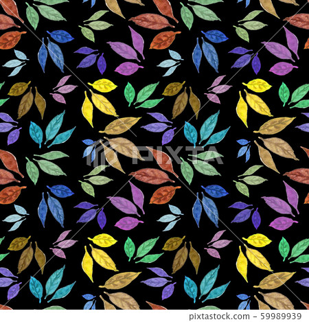 Seamless watercolor pattern with leaves 59989939