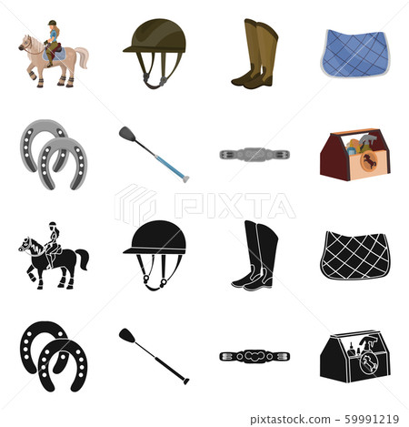 Isolated object of equipment and riding symbol. Set of equipment and competition stock vector illustration. 59991219