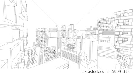 architecture background 3d illustration, sketch architecture background 3d illustration, sketch 59991394